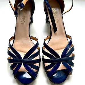 All leather navy sandals size 9